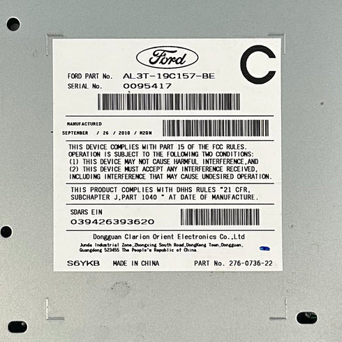 OEM 2009-2010 Ford F150 AM FM MP3 CD Player Radio Receiver AL3T-19C157-BE