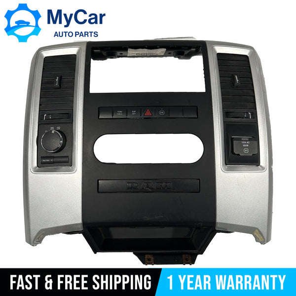 2009-12 DODGE RAM 1500 2500 CENTER DASH RADIO BEZEL TRIM SILVER BLACK 1EB051SDAC