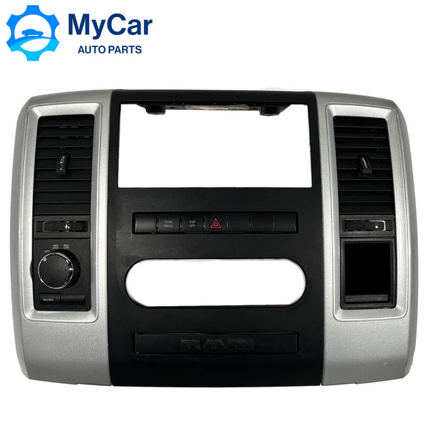 2009-12 DODGE RAM 1500 2500 CENTER DASH RADIO BEZEL TRIM SILVER BLACK 1EB041SDAB