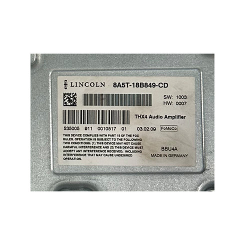 2009-2012 LINCOLN MKS MKZ AMPLIFIER AUDIO STEREO RADIO SYSTEM 8A5T-18B849-CD