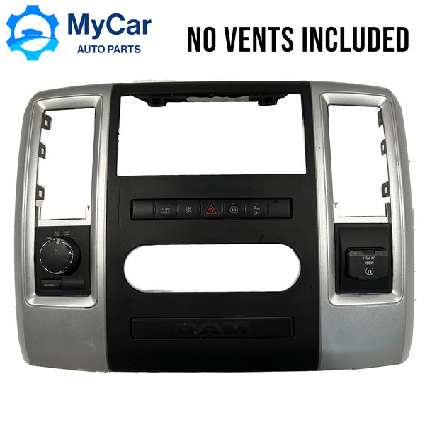 2009-12 DODGE RAM 1500 2500 CENTER DASH RADIO BEZEL TRIM SILVER BLACK 1KZ311SDAC