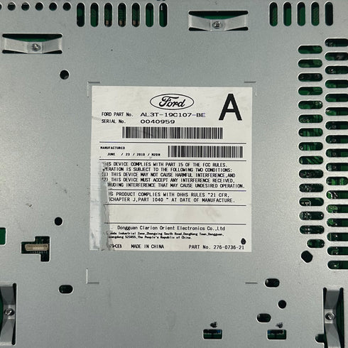 2010 Ford F150 Radio RECEIVER SINGLE DISC W/O SATELLITE SYSTEM ID AL3T-19C107-BE