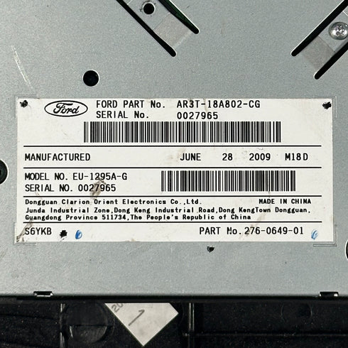 2010-2012 Ford Mustang Shaker Radio AC Control Panel AR3T-18A802-CG