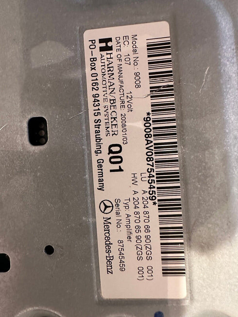 2008-2017 Mercedes W204 C350 GLK250 E550 Amplifier Amp Harman Becker 2048706690