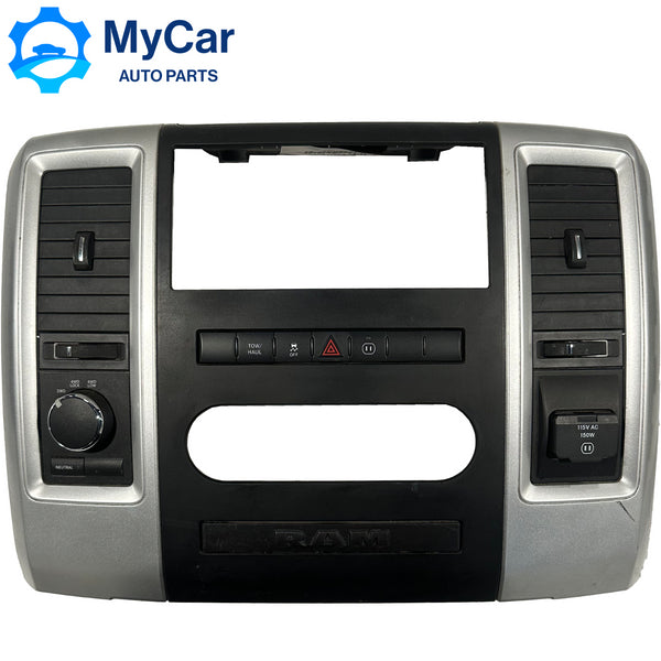 2009-12 DODGE RAM 1500 2500 CENTER DASH RADIO BEZEL TRIM SILVER BLACK 1KZ311SDAC