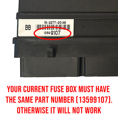 OEM 2008 - 2011 BUICK LUCERNE CADILLAC DTS REAR FUSE BOX UNDER SEAT 13599107